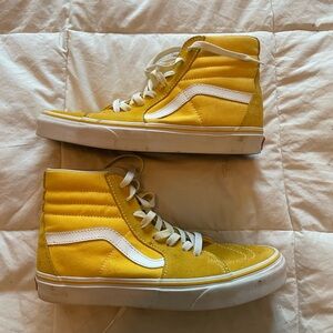 Vans Yellow Sk8-Hi High Top Sneakers with White Stripe
